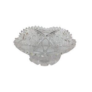 Vintage American Brilliant Cut Glass Sawtooth Rim Edge Bowl